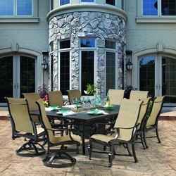 Castelle Bellagio Sling Traditional Outdoor Dining Set for 10 with Fire Table - CS-BELLAGIO-SET1
