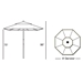 Wood 9' Round Market Umbrella with Double Pulley - 132-232