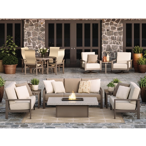 Homecrest Elements Cushion Patio Sofa Fire Pit Set - HC-ELEMENTS-SET3