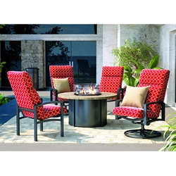 Homecrest Havenhill Cushion Patio Set with Sandstone Chat Fire Table - HC-HAVENHILL-SET8
