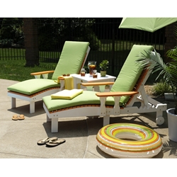 LuxCraft Set of 2 Poly Chaise Loungers with Side Table - LC-CLASSIC-SET16