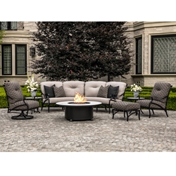 OW Lee Belle Vie Outdoor Fire Pit Set with Crescent Sectional and Lounge Chairs - OW-BELLEVIE-SET3