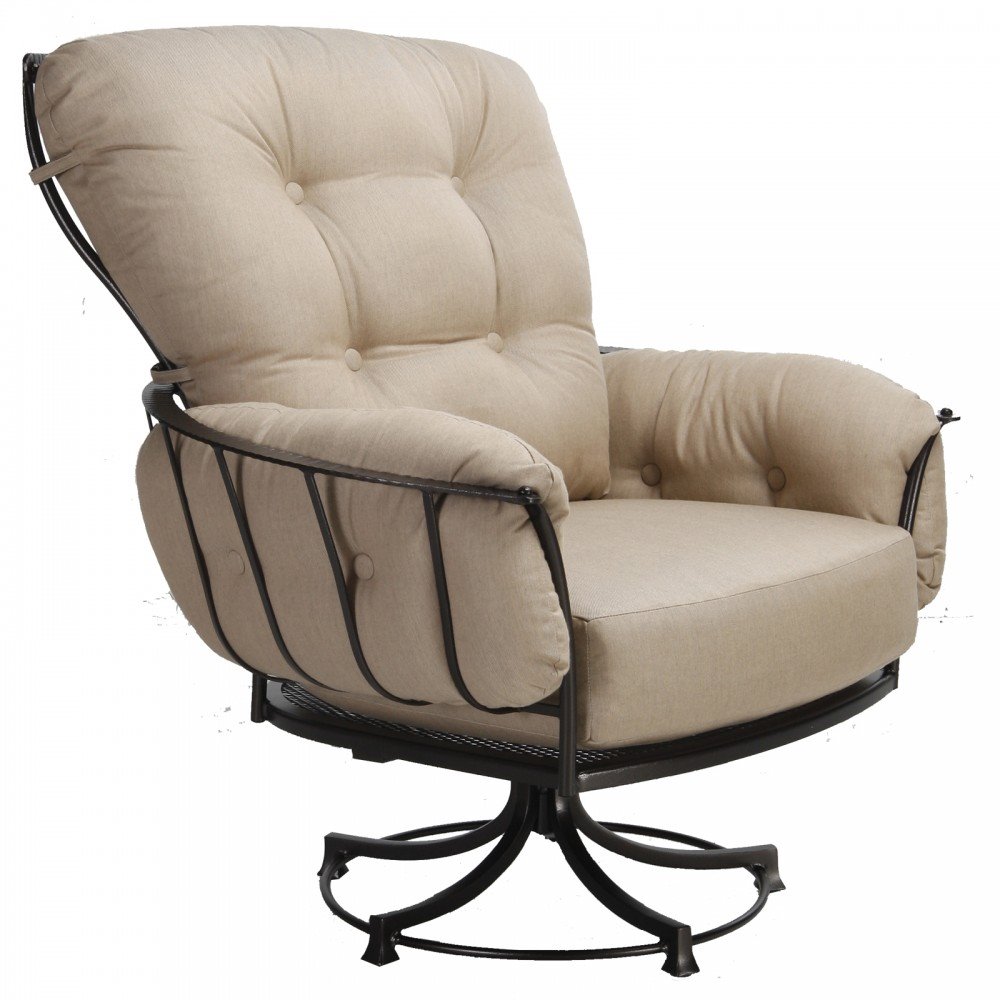 Warehouse Sale OW Lee Monterra Swivel Rocker Lounge Chair - Textured Black with Flagship Stone