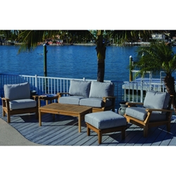 Royal Teak Miami Teak Love Seat and Lounge Chair Outdoor Furniture Set - RT-MIAMI-SET5