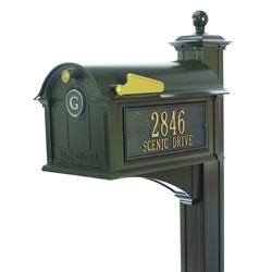 Whitehall Balmoral Mailbox Side Plaques, Monogram & Post Package in Bronze