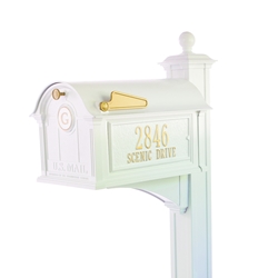 Whitehall Balmoral Mailbox Side Plaques, Monogram & Post Package- White