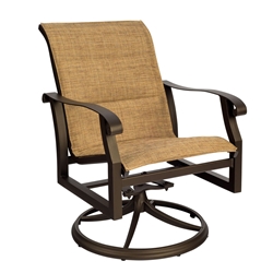 Woodard Cortland Padded Sling Swivel Rocker Dining Chair - 420572