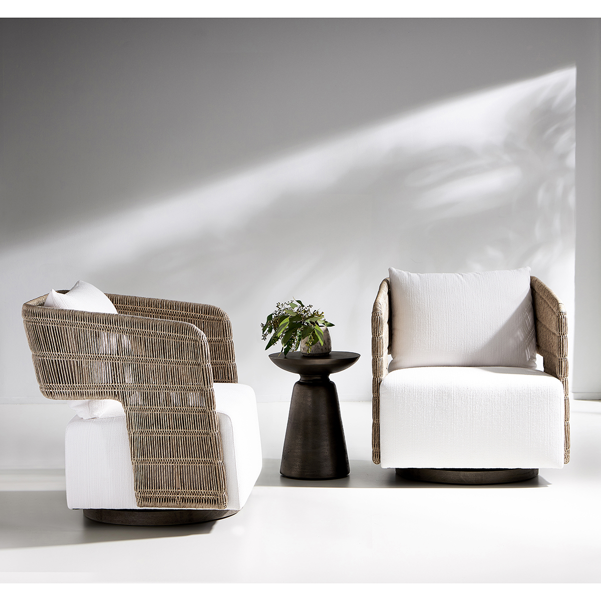 Bernhardt Maldives Swivel Chair and Catalan Accent Table Set - BH-MALDIVES-SET1