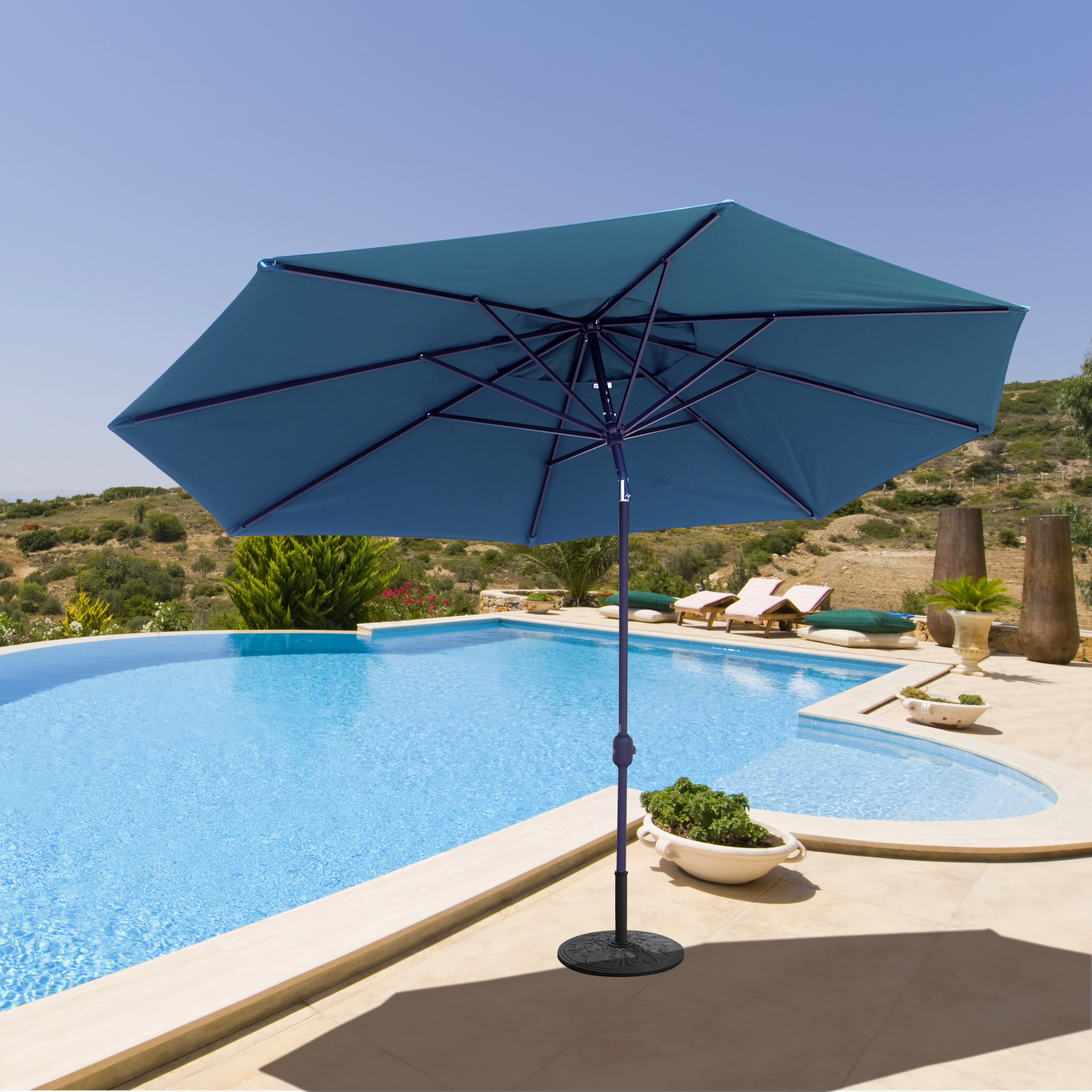 Galtech Aluminum 8 Foot X 11 Foot Oval Umbrella with Deluxe Auto Tilt - 779