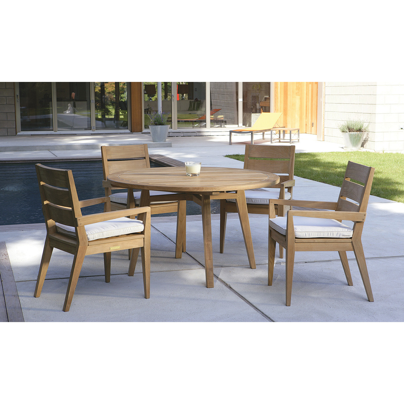 Kingsley Bate Algave Teak Round  Dining Set for 4 - KB-ALGAVE-SET1