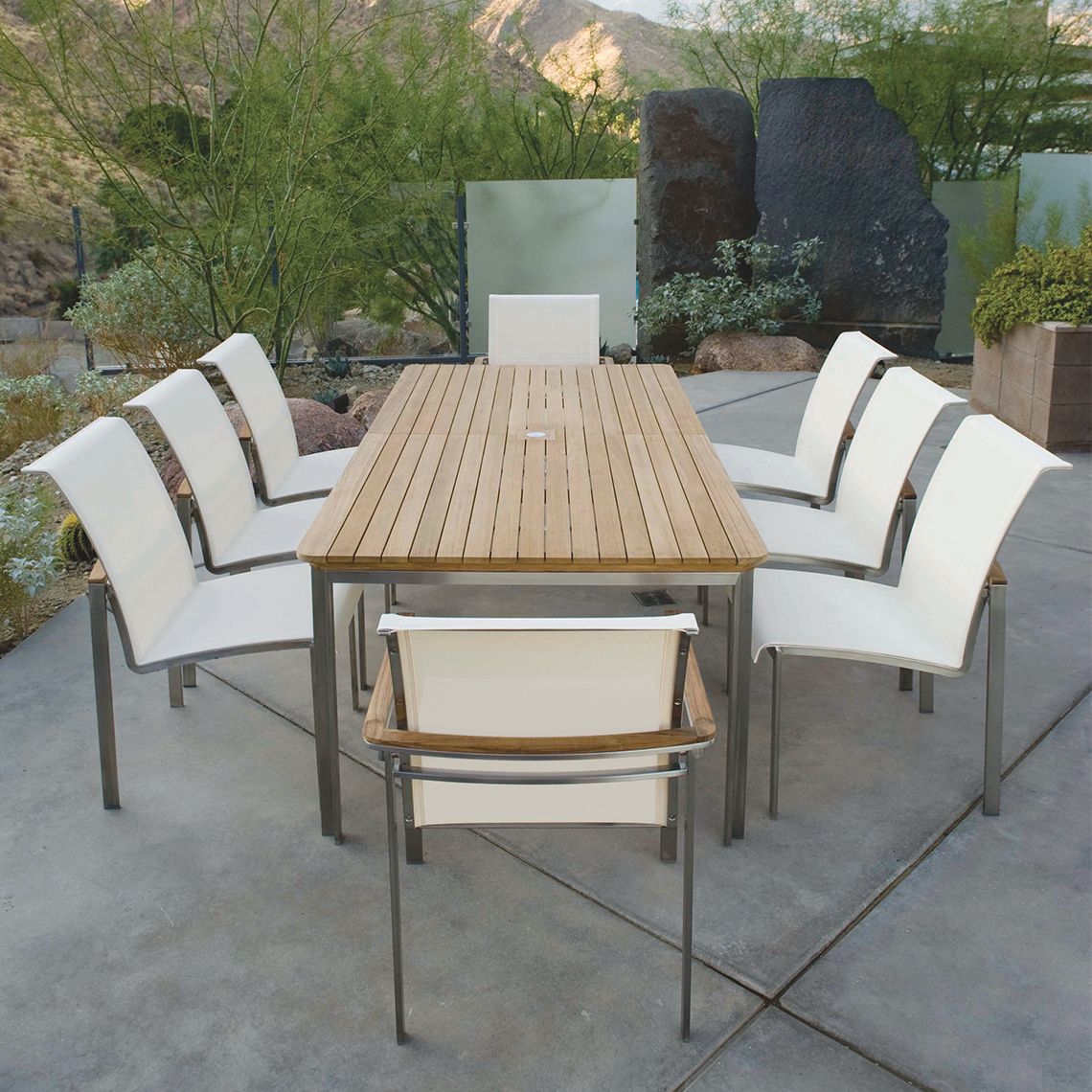 Kingsley Bate Tivoli Stainless Steel and Teak Dining Set for 8 - KB-TIVOLI-SET2