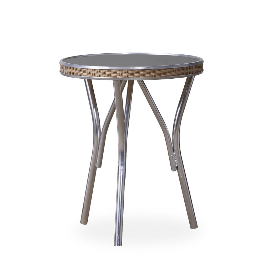 Lloyd Flanders All Seasons 18.75" Round End Table with Charcoal Glass - 124343