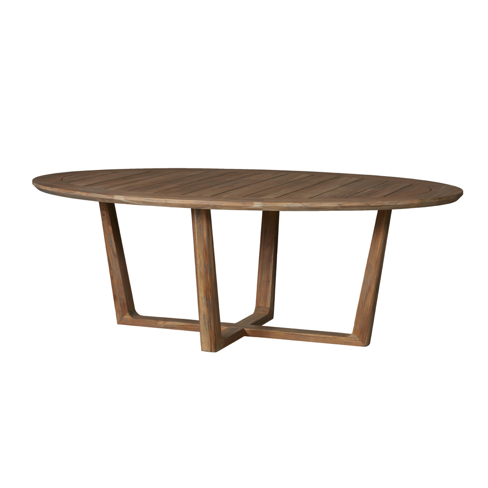 Lloyd Flanders Teak 84" x 52" Oval Dining Table with Sled Base - 286384