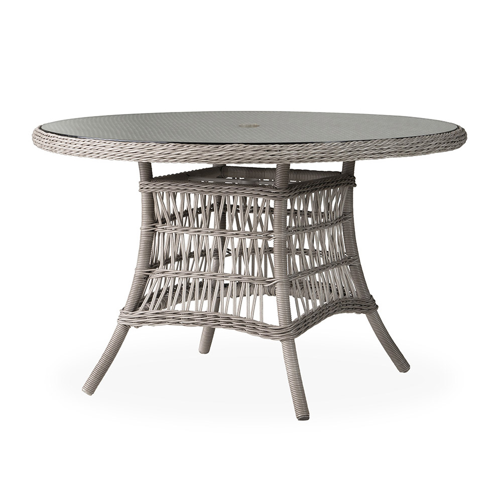 Lloyd Flanders Mackinac 48" Round Umbrella Dining Table with Woven Top - 273248