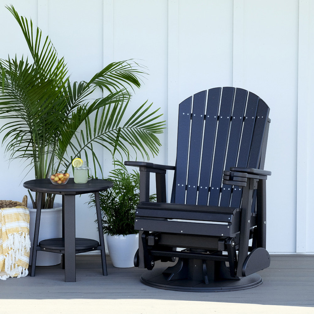 LuxCraft Adirondack Poly Swivel Glider and Side Table Set - LC-ADIRONDACK-SET11
