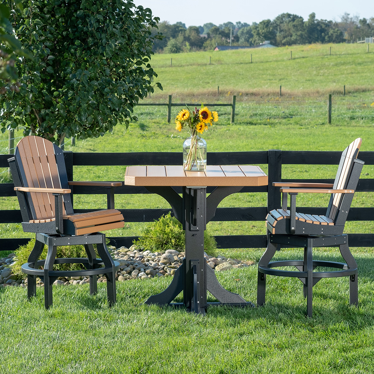 LuxCraft Adirondack Poly Bar Set with Swivel Chairs - LC-ADIRONDACK-SET30