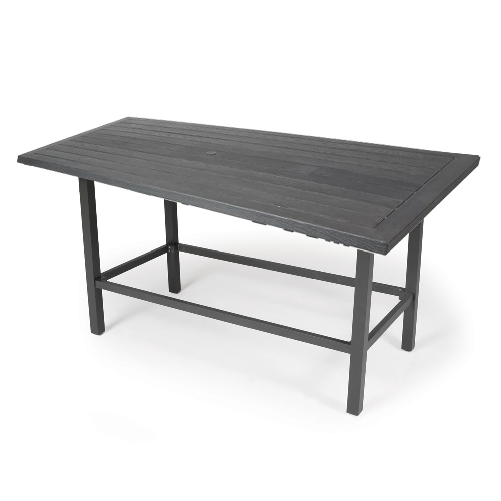 Mallin Trinidad Woodgrain 72" x 39" Counter Height Rectangular Umbrella Table - BD3772-W272U
