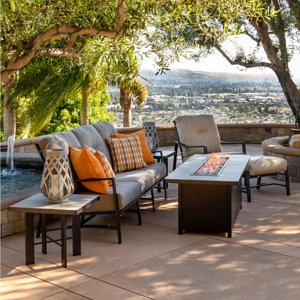 OW Lee Avana Cushion Modern Outdoor Furniture Set with Fire Table - OW-AVANA-SET3