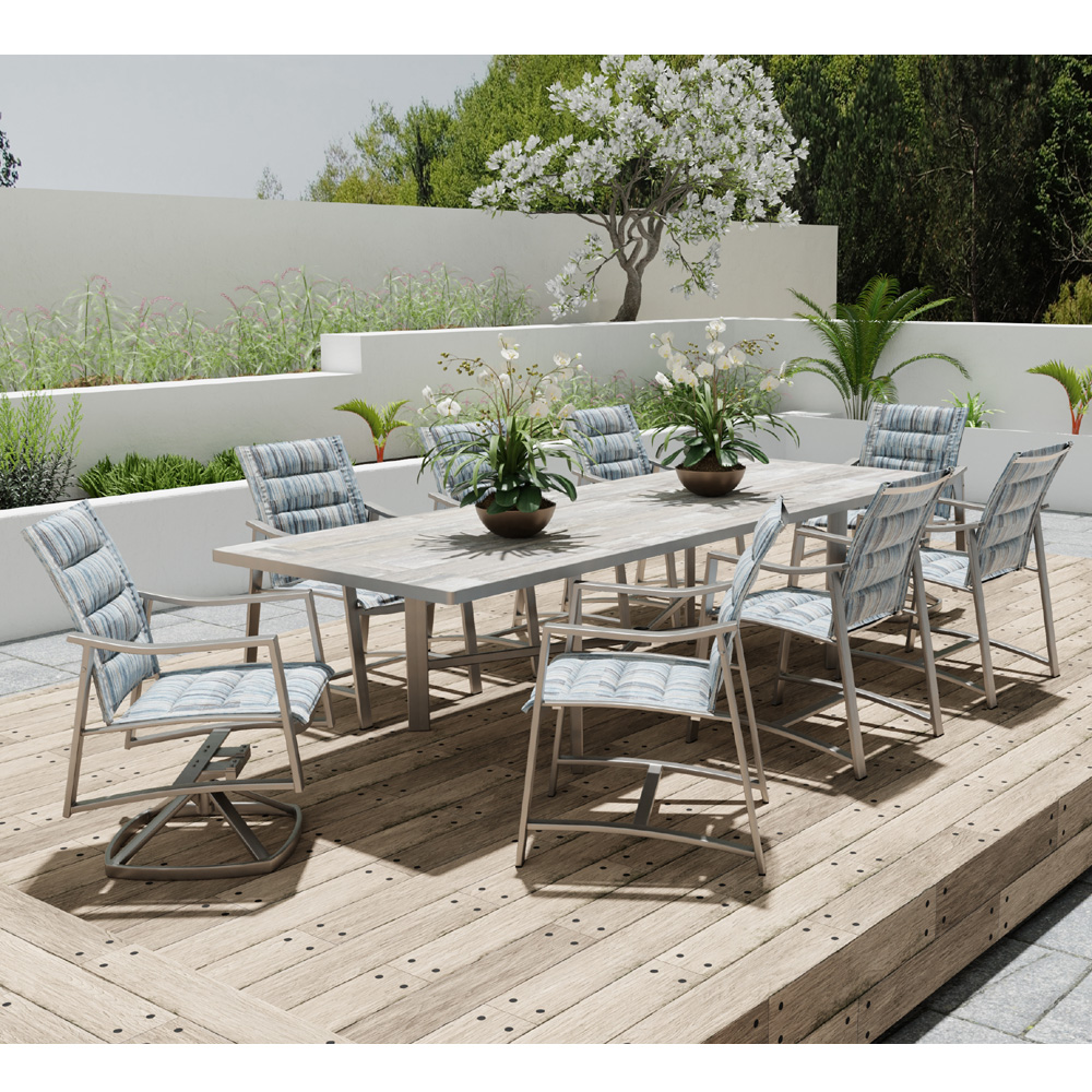 OW Lee Avana Padded Sling Modern Patio Dining Set for 8 - OW-AVANA-SET6