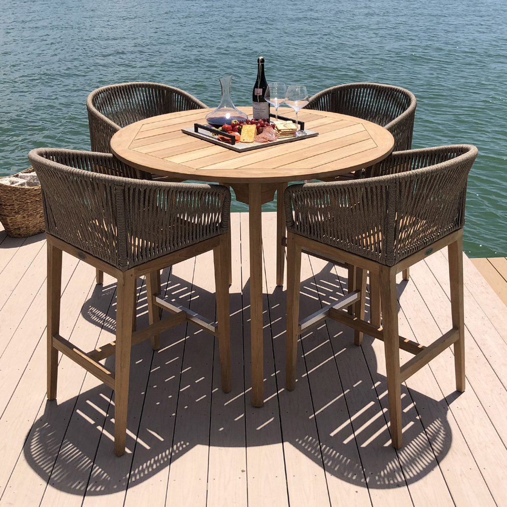 Royal Teak Malibu Bar Set with 50" Round Table - RT-MALIBU-SET3