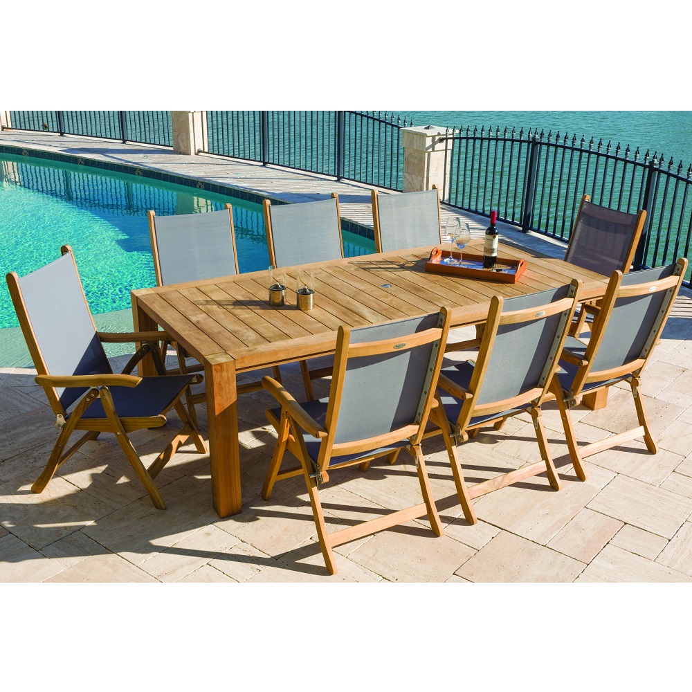 Royal Teak Florida Sling Outdoor Dining Set for 8 - RT-FLORIDA-SET2