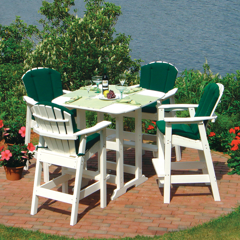 Seaside Casual Adirondack Shellback Bar Chair Patio Set for 4 - SC-SHELLBACK-SET16