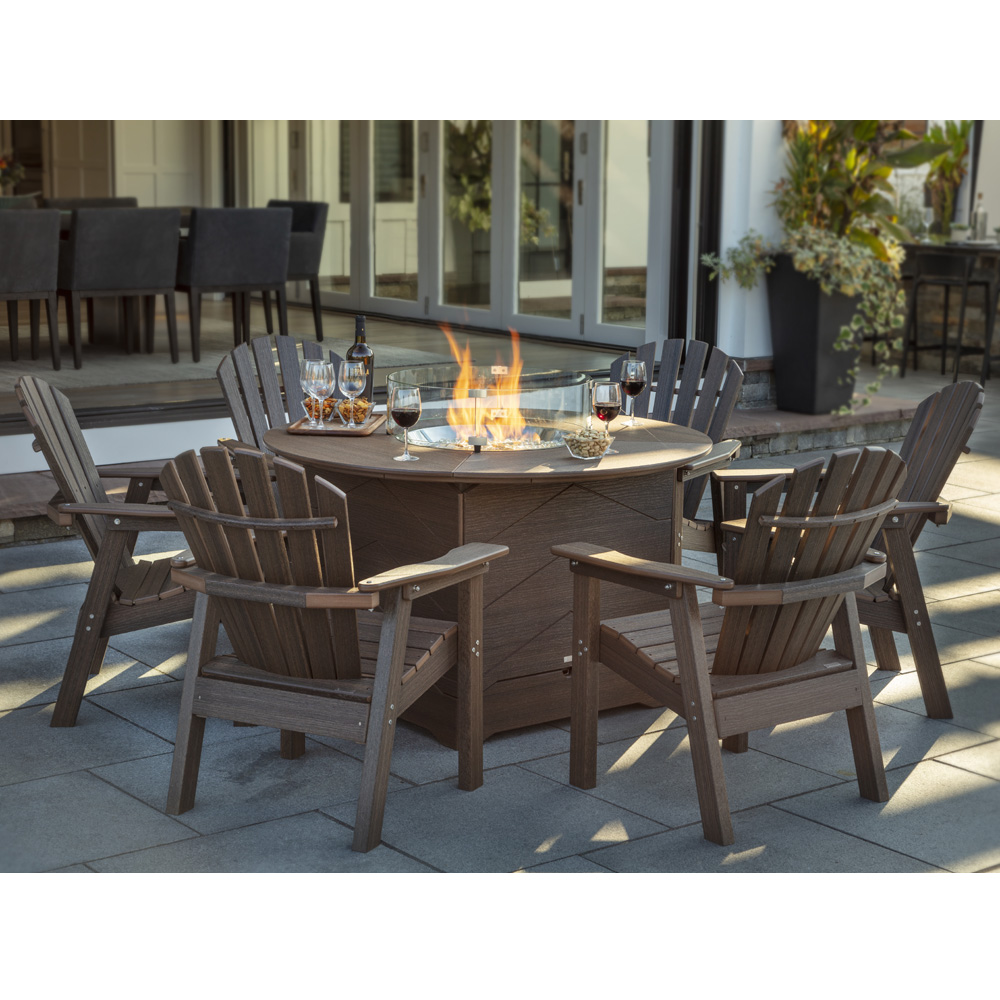 Seaside Casual Adirondack Shellback Dining Fire Pit Set - SC-SHELLBACK-SET17