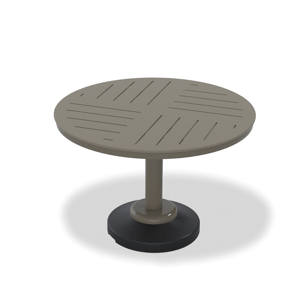Telescope Casual MGP Dash 42" Round MGP Slat Dining Table with 80 lb Weighted Pedestal Base - T120D-2P20