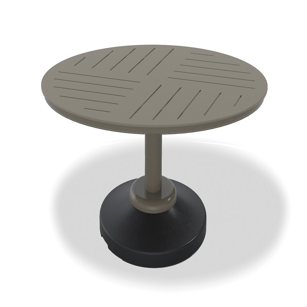 Telescope Casual MGP Dash 48" Round MGP Slat Balcony Table with 120 lb Weighted Pedestal Base - TM80D-3P50