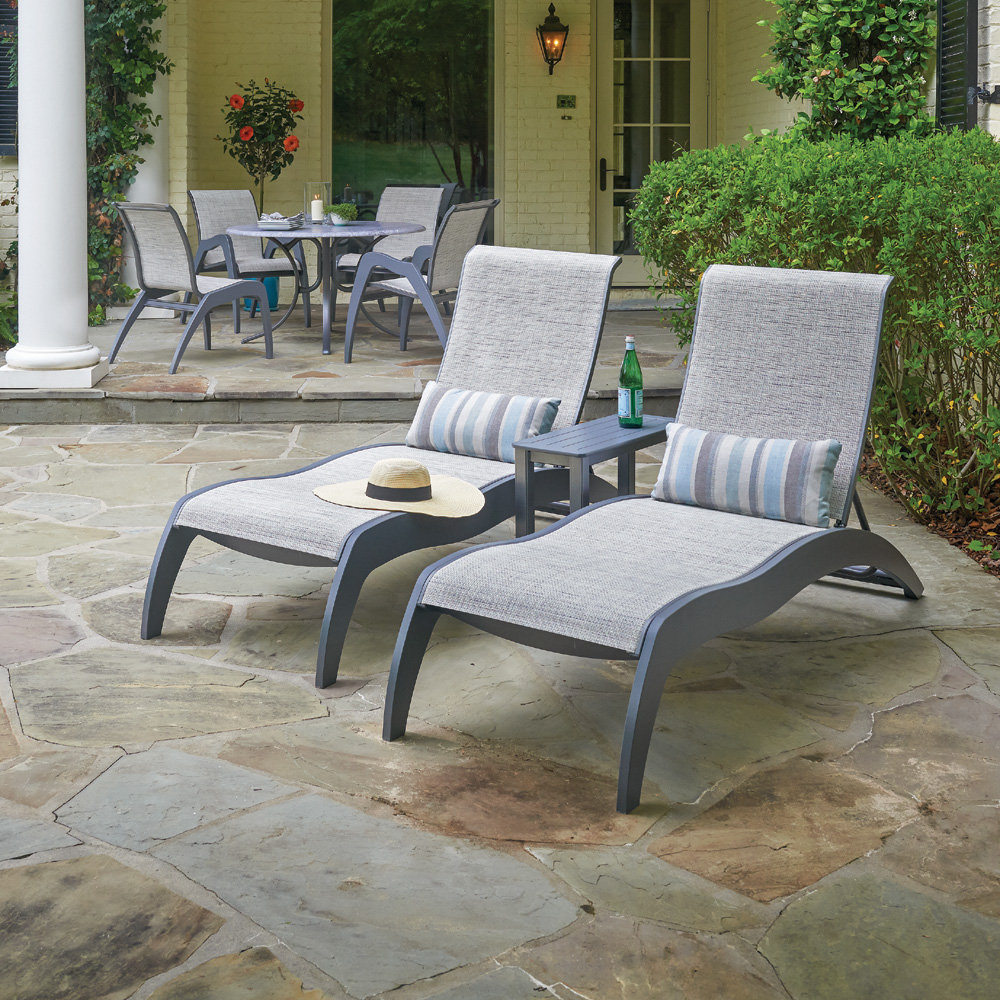 Telescope Casual Dune Marine Grade Polymer Adjustable Chaise Lounge Set with Table - TC-DUNE-SET4