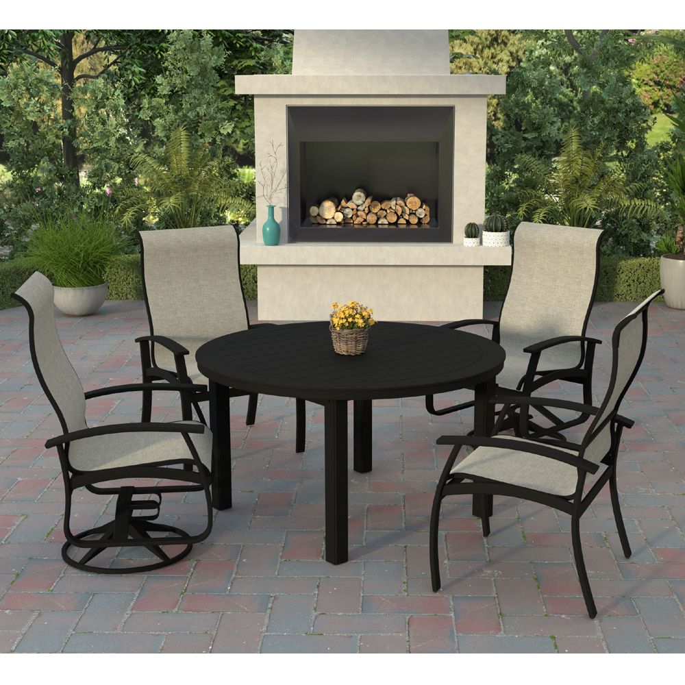 Telescope Casual Belle Isle Supreme Dining Set for 4 in Black with Storm Slings - - TC-QS-SET22
