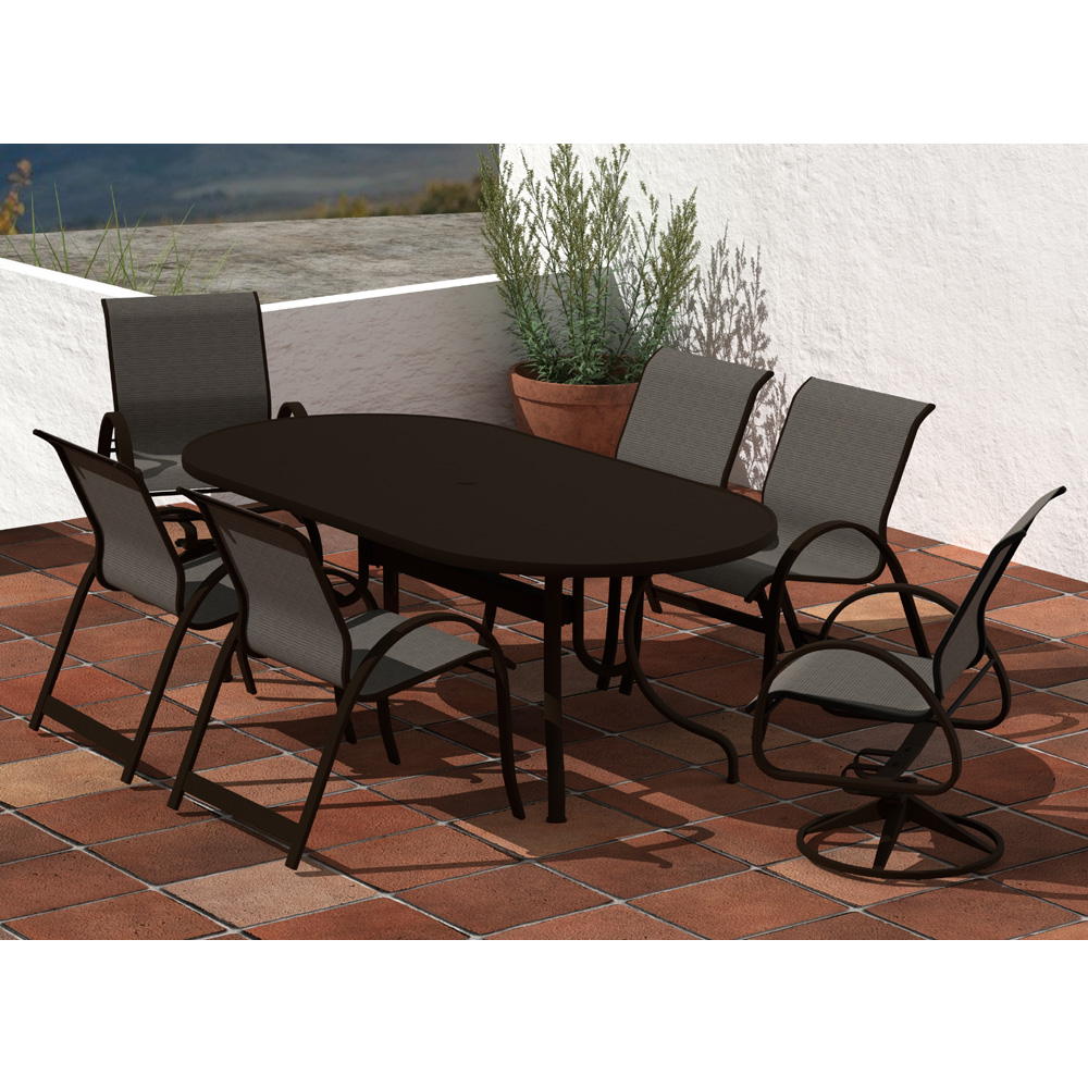 Telescope Casual Aruba Sling Dining Set for 6 in Kona with Beacon Slings - - TC-QS-SET33