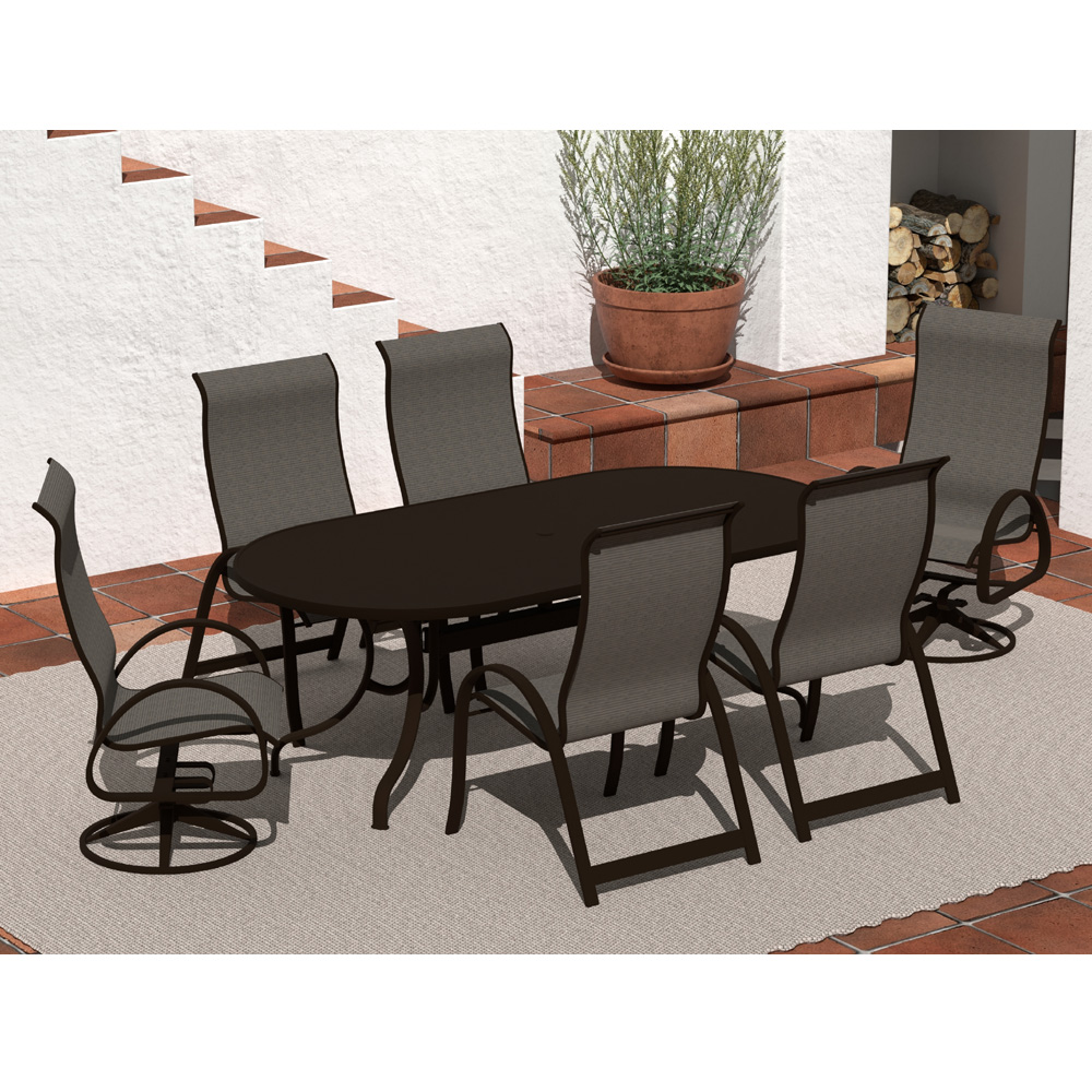 Telescope Casual Aruba Sling Supreme Dining Set for 6 in Kona with Beacon Slings - - TC-QS-SET41