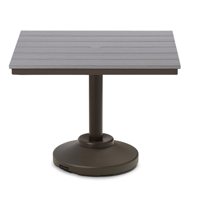 Telescope Casual 36" Square Rustic Polymer Dining Table with 80 lb Pedestal Base - T110R-2P20