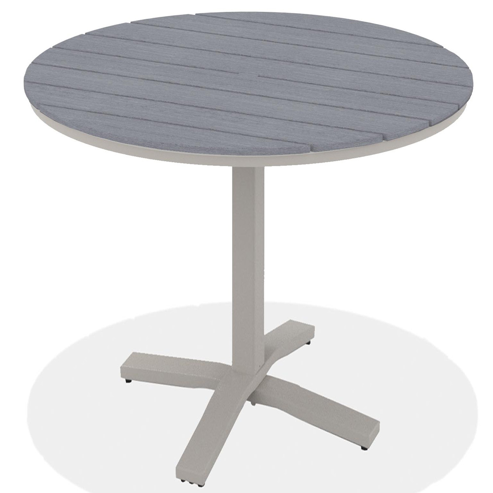 Telescope Casual 48" Round Rustic Polymer Bar Table with Pedestal Base - TM80R-4X20