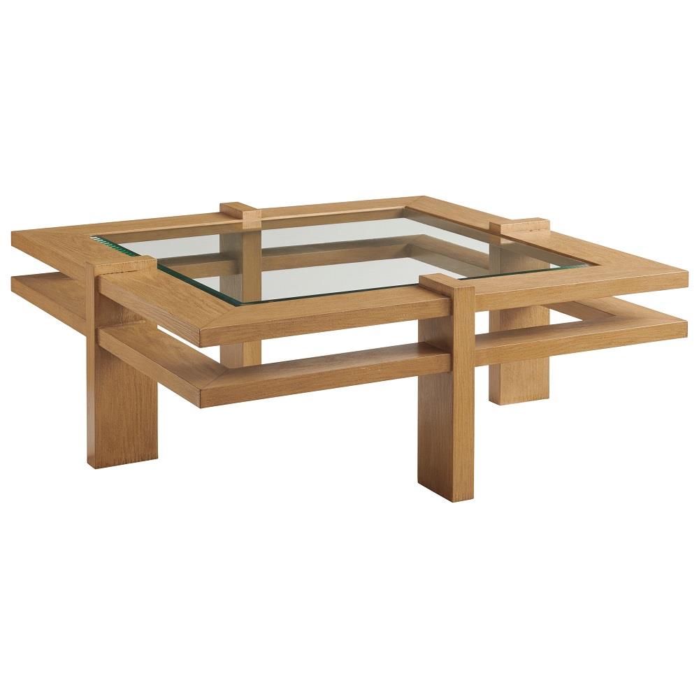 Tommy Bahama Los Altos Valley View Square Cocktail Table with Glass Top - 3930-947