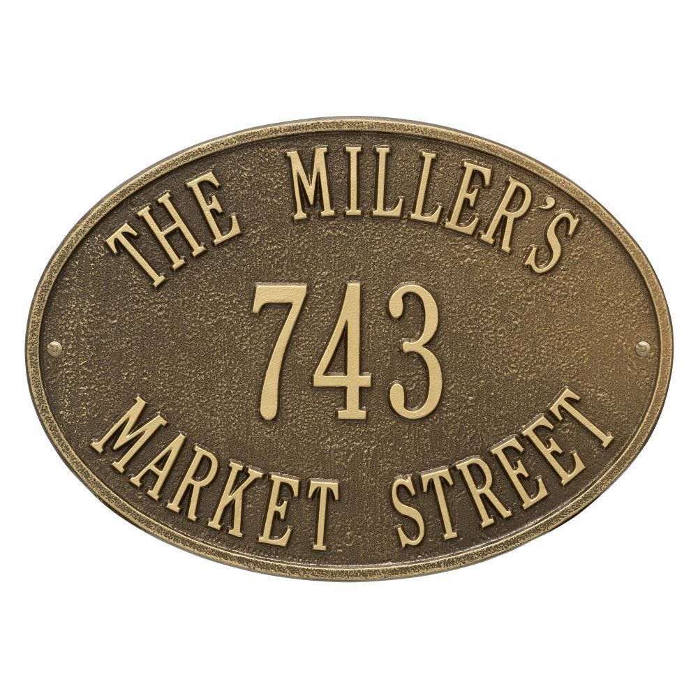 Whitehall Hawthorne Oval Standard Wall Address Plaque - Three Line