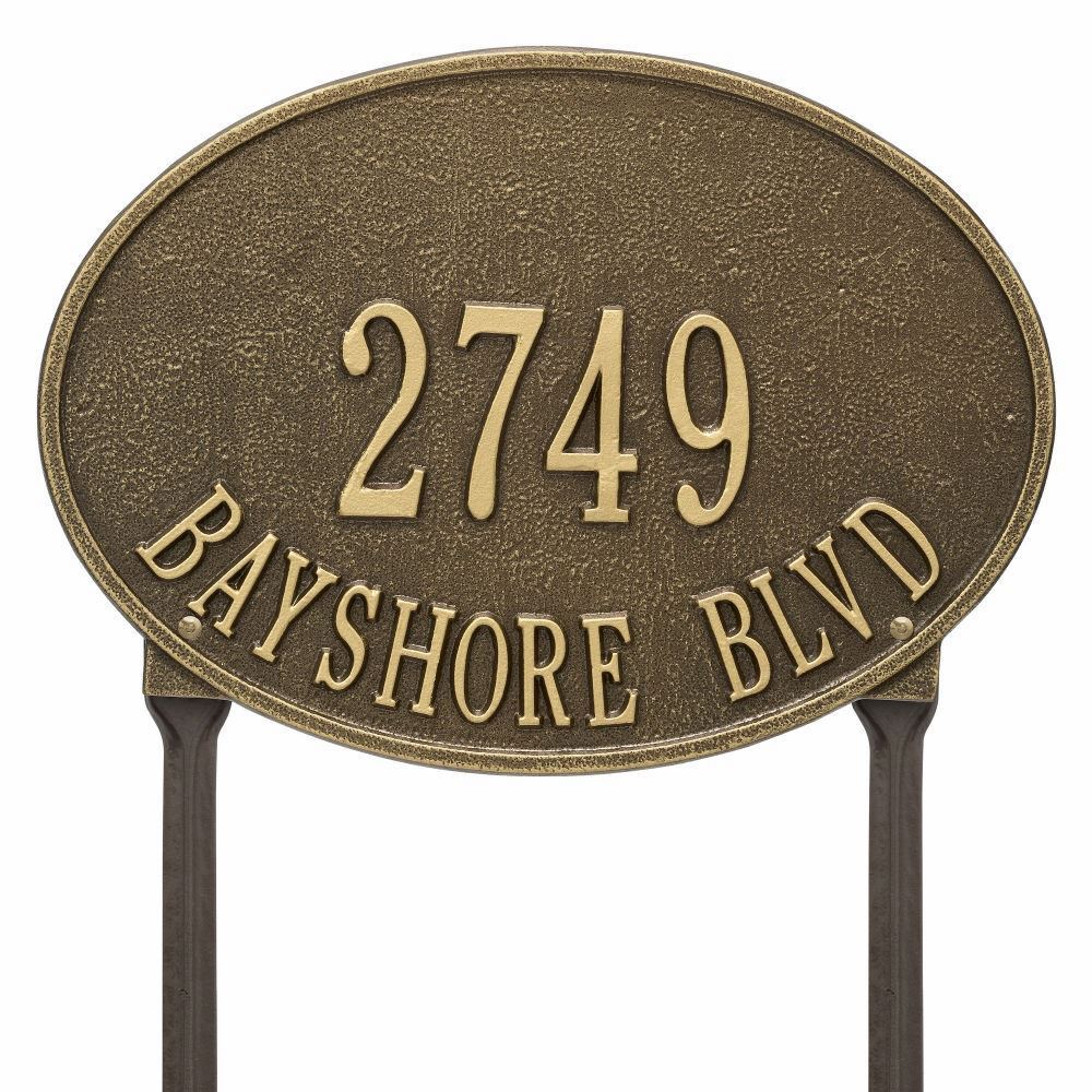 Whitehall Hawthorne Oval Standard Lawn Address Plaque - Two Line