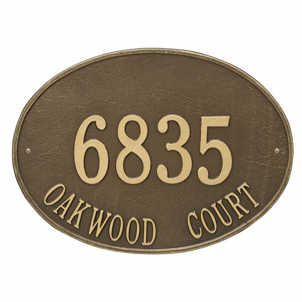 Whitehall Hawthorne Oval Estate Wall Address Plaque - Two Line