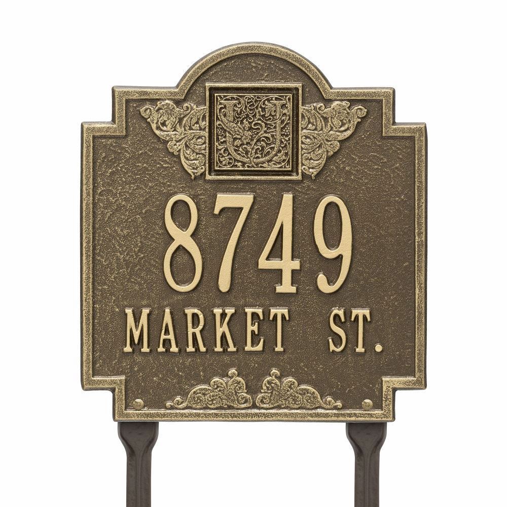 Whitehall Monogram Standard Lawn Address Plaque - Two Line