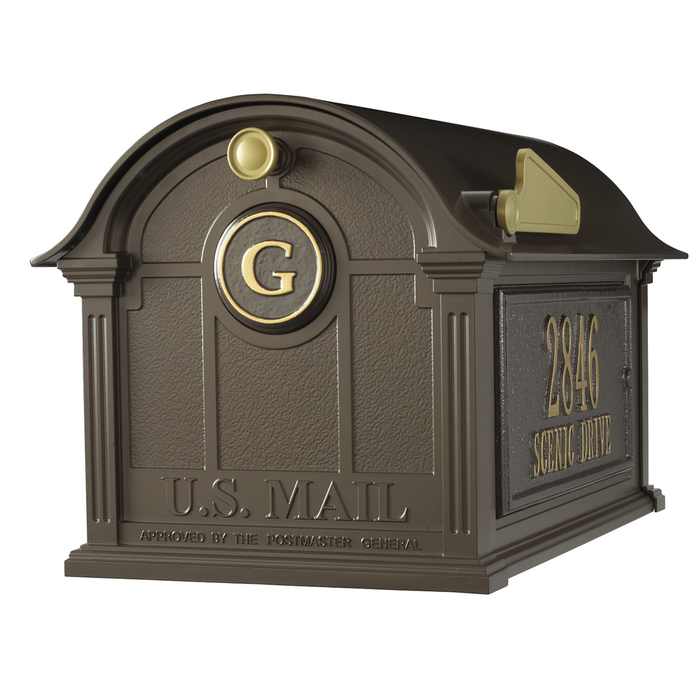 Whitehall Balmoral Mailbox Side Plaques and Monogram Package in Bronze