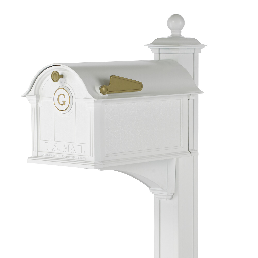 Whitehall Balmoral Mailbox Monogram & Post Package in White