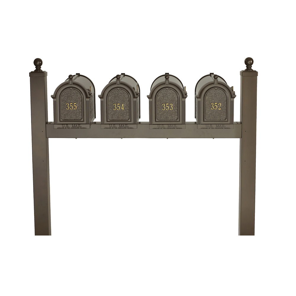 Whitehall Capitol Quad Mailbox Package in Bronze