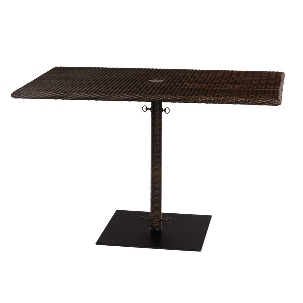 Woodard All Weather Wicker Rectangular Umbrella Dining Table with Weighted Base - S593738