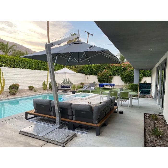 Hurricane Aluminum Side Wind Rectangle 10' x 13' Cantilever Umbrella - 3mx4m-REC-SW-H