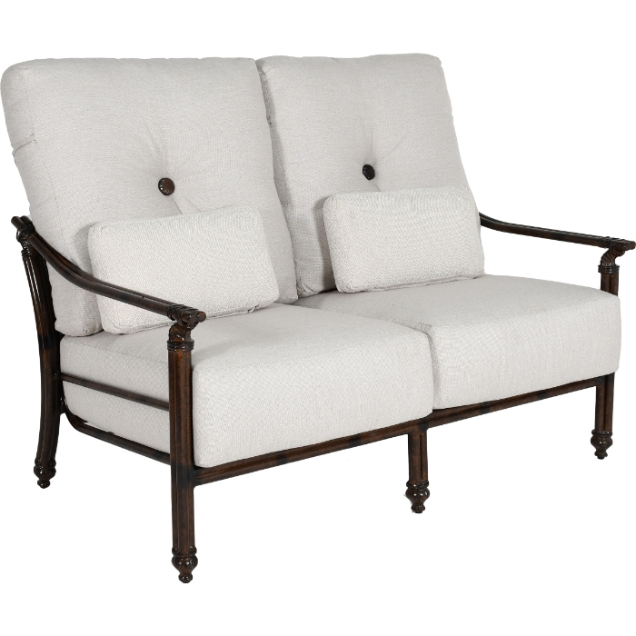 Coco High Back Cushioned Loveseat with Two Accent Pillows