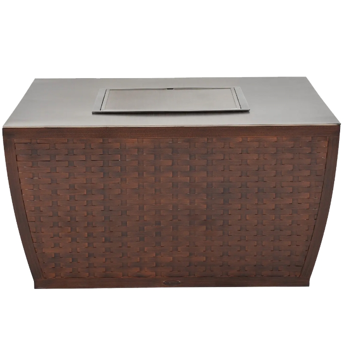Largo Woven Aluminum 42" Square Coffee Table with Firepit side
