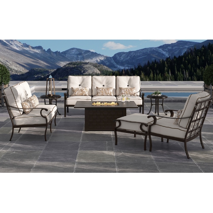 Monterey aluminum sofa with deep seating cushions