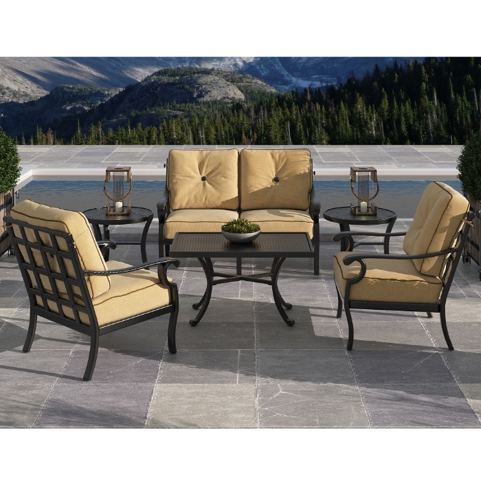 Monterey aluminum loveseat with deep seating cushions