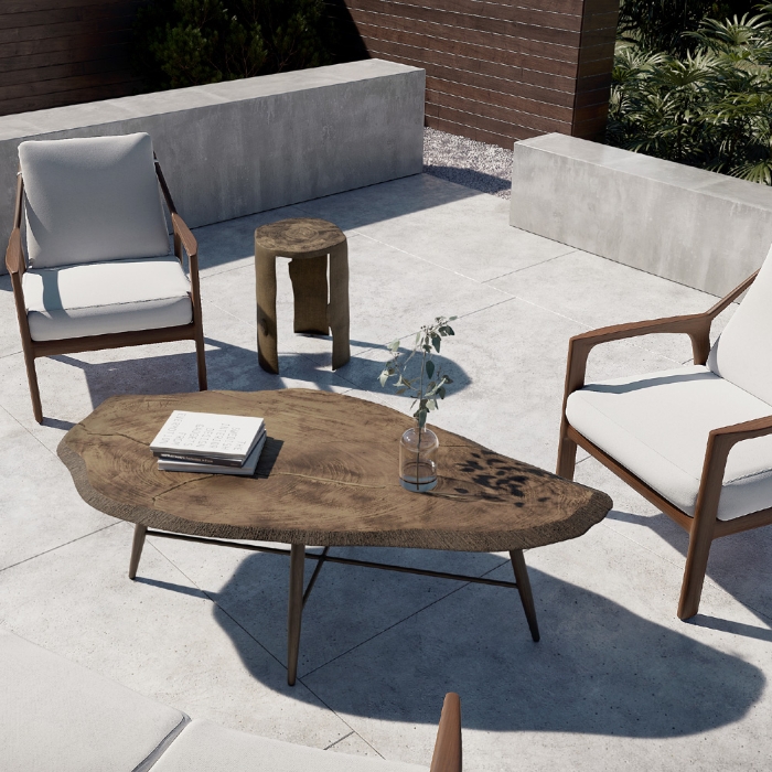 Natures wood cast aluminum side table